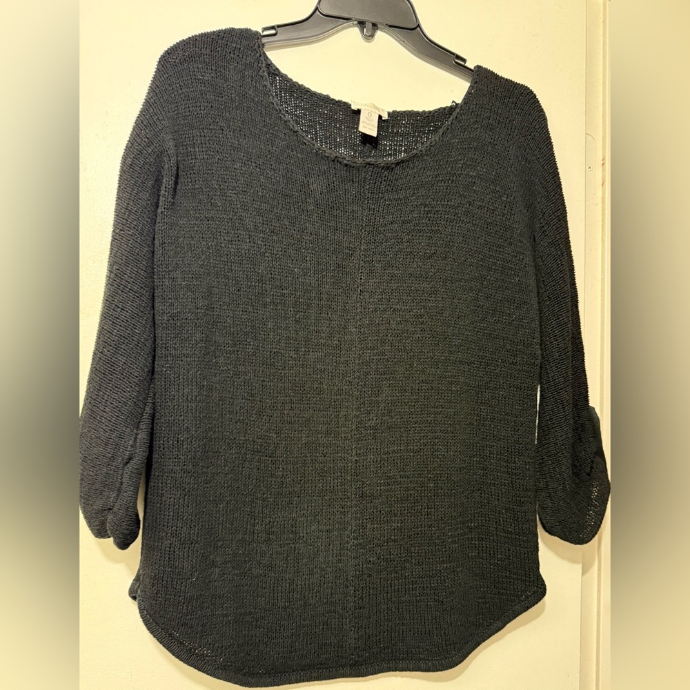Chico’s black knit sweater. Sz. S (Chico’s 0) w/button up sleeves.